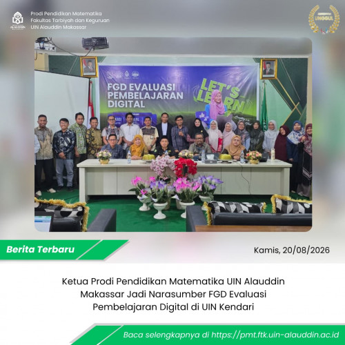 Ketua Prodi Pendidikan Matematika UIN Alauddin Makassar Jadi Narasumber FGD Evaluasi Pembelajaran Digital di UIN Kendari